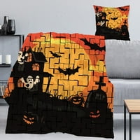 Декоративно одеяло за Хелоуин с калъф за възглавница, одеяло за чудовище за спалня домашно общежитие Хелоуин декор,269,59x79 ''