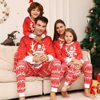 Коледни семейни пижами съвпадащи комплекти с дълъг ръкав сладък печат за спално облекло с хлабави панталони pjs комплект дете татко мама