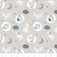 Disney Dalmatians Fabric Време за легло в светло сиво край двора
