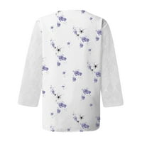 Umitay жени v ризи за ръкав на шията печатайте дантела ежедневна блуза разхлабена работна туника върхове