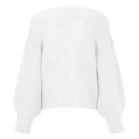 CAICJ Womens Cardigan пуловери дълги дамски жилетки издълбани отворени предни петила пуловер бял, m