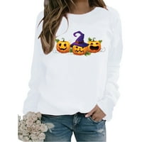 Ткинг модна суитчър за жени Хелоуин ризи с дълъг ръкав риза Хелоуин пуловер Суичърс случайни върхове - XXL
