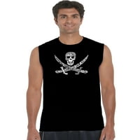 Тениска на поп арт мъжки думи за без ръкави - пиратски капитани, кораби и изображения