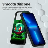 Съвместим с калъфа за телефон iPhone Pro, Drop Proof Soft Edge + Matte Hard Back Shockproof Protective-Bulbasaur 2CN279