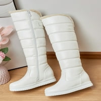 Ymiytan жени зимни обувки коляно високо водоустойчиво обувки плюшени снежни ботуши студено време топла обувка ежедневна fau fur white 8.5