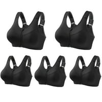 Ganfancp Женски Zip Front Closure Sports Bra - безпроблемен тел, Post Zipper Paded Racerback Workout Gym Yoga Bras Black 4XL